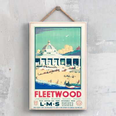 P0405 - Cartel del Ferrocarril Nacional Original de Fleetwood Seaside Resort en una placa de decoración vintage