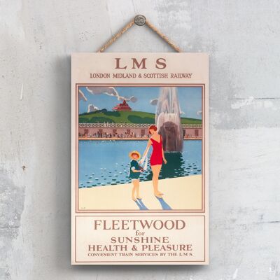 P0406 - Fleetwood Sunshine Affiche originale des chemins de fer nationaux sur une plaque décor vintage