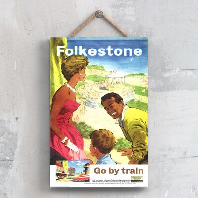 P0408 - Folkestone Zest Affiche originale des chemins de fer nationaux sur une plaque décor vintage