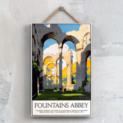 P0410 - Fountains Abbey Original National Railway Poster auf einer Plakette im Vintage-Dekor