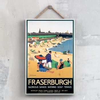 P0412 - Fraserburgh Glorious Sands Affiche originale des chemins de fer nationaux sur une plaque décor vintage 1