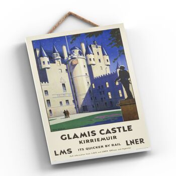 P0413 - Glamis Castle Kirriemuir Affiche Originale Des Chemins De Fer Nationaux Sur Une Plaque Décor Vintage 2