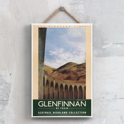 P0414 - Cartel original del ferrocarril nacional Glenfinnan Scotrail en una placa de decoración vintage