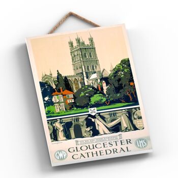 P0415 - Gloucester Cathedral Boy King Affiche originale du chemin de fer national sur une plaque décor vintage 2