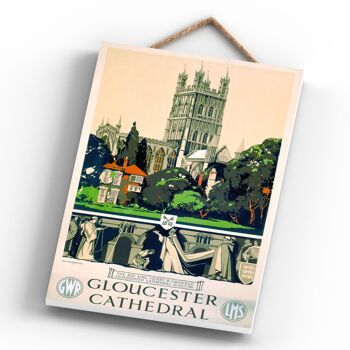 P0415 - Gloucester Cathedral Boy King Affiche originale du chemin de fer national sur une plaque décor vintage 4