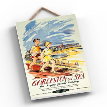 P0416 - Gorleston On Sea Happy Affiche Originale National Railway Sur Une Plaque Décor Vintage 2