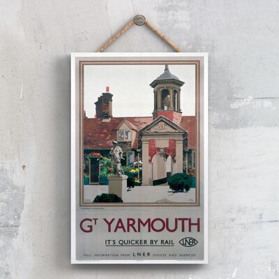 P0418 - Póster de Great Yarmouth Fishermen Original National Railway en una placa de decoración vintage