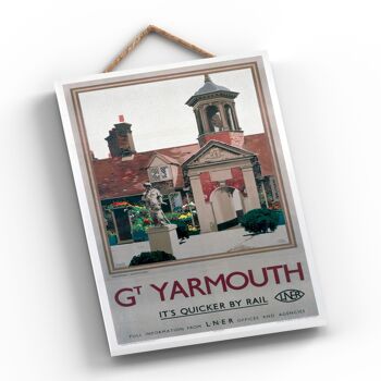 P0418 - Great Yarmouth Fishermen Affiche originale du chemin de fer national sur une plaque décor vintage 2
