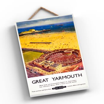 P0419 - Affiche originale du Great Yarmouth Theatre National Railway sur une plaque décor vintage 2