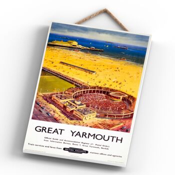 P0419 - Affiche originale du Great Yarmouth Theatre National Railway sur une plaque décor vintage 4