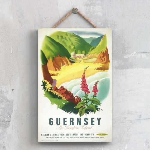 P0423 - Guernsey Sunshine Original National Railway Poster On A Plaque Vintage Decor