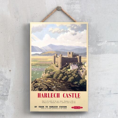 P0425 - Harlech Castle Meioneth Original National Railway Poster On A Plaque Vintage Decor