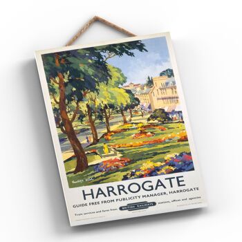 P0426 - Affiche originale des chemins de fer nationaux de Harrogate Gardens sur une plaque décor vintage 2