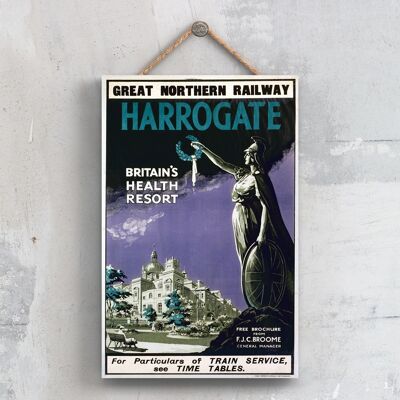 P0427 - Póster original del Ferrocarril Nacional de Harrogate Health Resort en una placa con decoración vintage