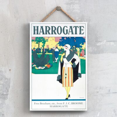 P0428 - Harrogate Higgins Affiche originale des chemins de fer nationaux sur une plaque décor vintage