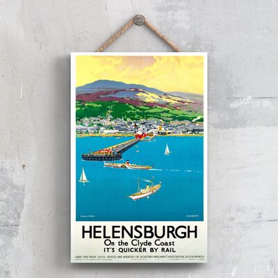 P0432 - Helensburgh Clyde Coast Poster originale della National Railway su una targa con decorazioni vintage