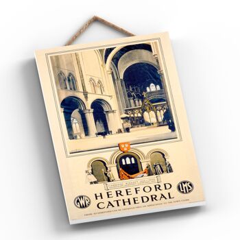P0433 - Hereford Cathedral Lms Affiche Originale National Railway Sur Une Plaque Décor Vintage 2