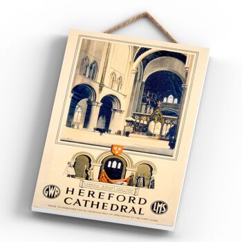 P0433 - Hereford Cathedral Lms Affiche Originale National Railway Sur Une Plaque Décor Vintage 4