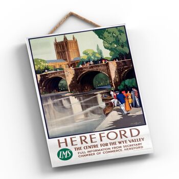 P0434 - Hereford Wye Valley Affiche originale des chemins de fer nationaux sur une plaque décor vintage 2