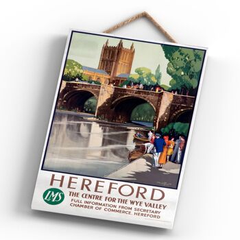 P0434 - Hereford Wye Valley Affiche originale des chemins de fer nationaux sur une plaque décor vintage 4