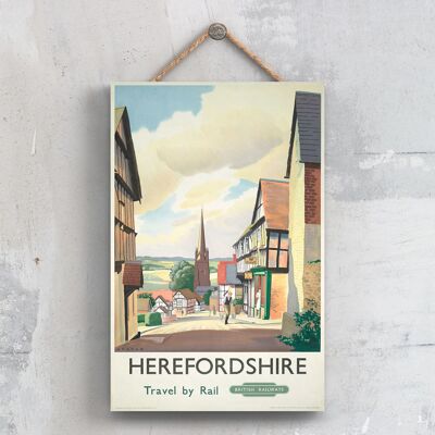 P0436 - Póster de ferrocarril nacional original pálido de Herefordshire en una placa de decoración vintage