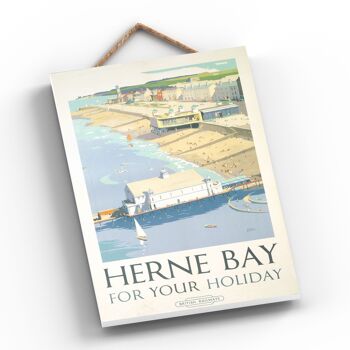 P0438 - Herne Bay For Holiday Affiche originale des chemins de fer nationaux sur une plaque décor vintage 2