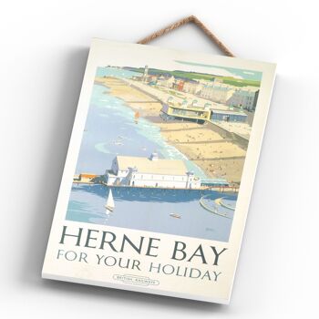 P0438 - Herne Bay For Holiday Affiche originale des chemins de fer nationaux sur une plaque décor vintage 4