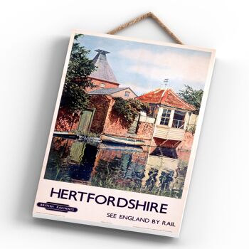 P0439 - Affiche originale du chemin de fer national du lac Hertfordshire sur une plaque décor vintage 4