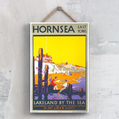 P0445 - Hornsea East Yorkshire Lakeland Affiche originale des chemins de fer nationaux sur une plaque décor vintage