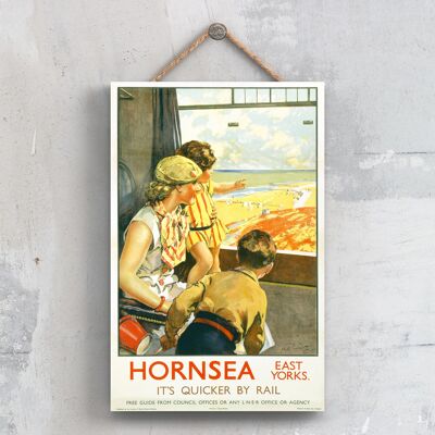 P0447 – Hornsea Train View Original National Railway Poster auf einer Plakette im Vintage-Dekor