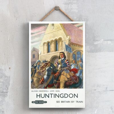 P0451 - Huntingdon Oliver Cromwell Original National Railway Poster On A Plaque Vintage Decor