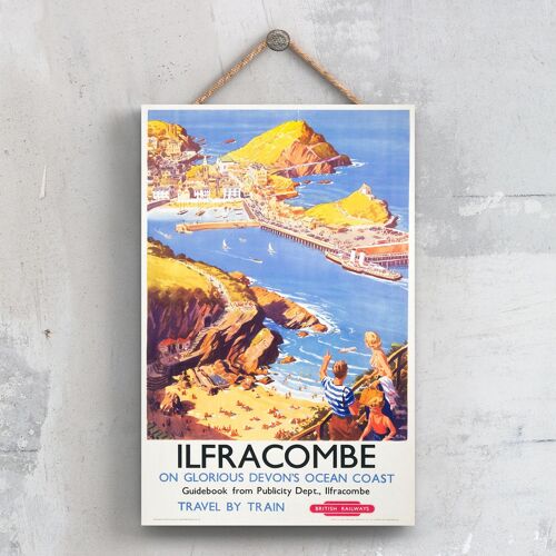 P0452 - Ilfracombe From Above Original National Railway Poster On A Plaque Vintage Decor