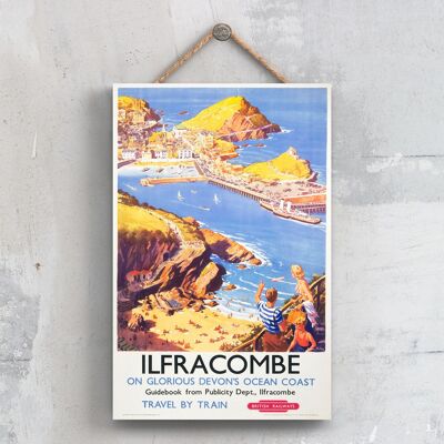 P0452 - Ilfracombe Desde Arriba Afiche Original del Ferrocarril Nacional en una Placa Decoración Vintage
