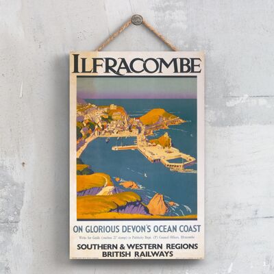 P0453 - Ilfracombe glorioso poster originale della National Railway su una targa con decorazioni vintage