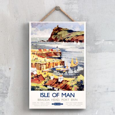 P0458 - Isle of Man Original National Railway Poster auf einer Plakette im Vintage-Dekor