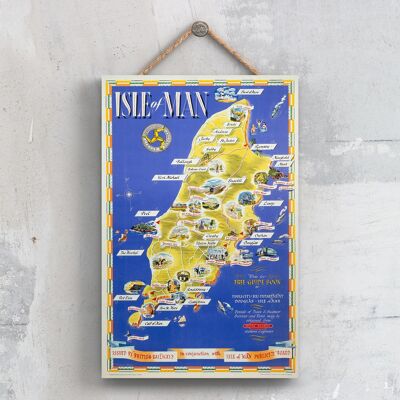 P0459 - Isle Of Man Map Original National Railway Poster On A Plaque Vintage Decor