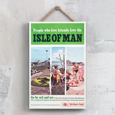 P0463 - Isle of Man People Original National Railway Poster auf einer Plakette im Vintage-Dekor