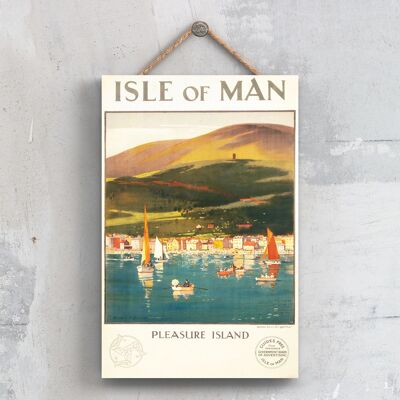 P0464 - Isle Of Man Pleasure Island Original National Railway Poster su una placca Decor vintage