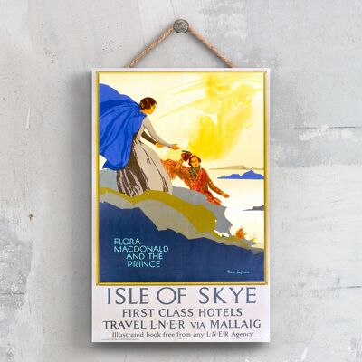 P0469 - Isle Of Sky Flora Macdonald Póster de ferrocarril nacional original en una placa de decoración vintage