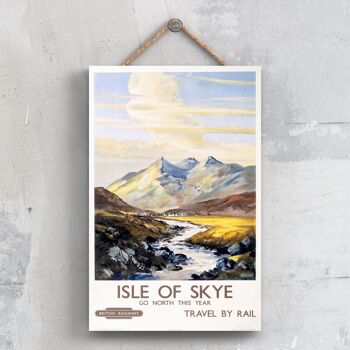 P0470 - Affiche originale des chemins de fer nationaux de l'île de Skye sur une plaque décor vintage 1