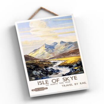 P0470 - Affiche originale des chemins de fer nationaux de l'île de Skye sur une plaque décor vintage 2
