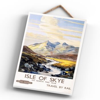 P0470 - Affiche originale des chemins de fer nationaux de l'île de Skye sur une plaque décor vintage 4