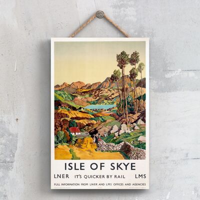 P0472 - Isle Of Skye Mountains Poster originale della National Railway su una targa con decorazioni vintage