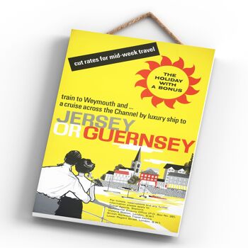 P0479 - Jersey Ou Guernesey Affiche Originale Des Chemins De Fer Nationaux Sur Une Plaque Décor Vintage 4
