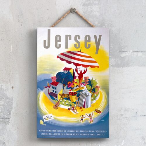 P0480 - Jersey Umbrella Original National Railway Poster On A Plaque Vintage Decor