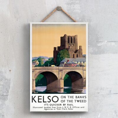 P0481 - Póster de Kelso Banks Tweed Original National Railway en una placa de decoración vintage