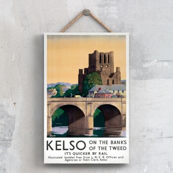 P0481 - Kelso Banks Tweed Affiche originale des chemins de fer nationaux sur une plaque décor vintage 1