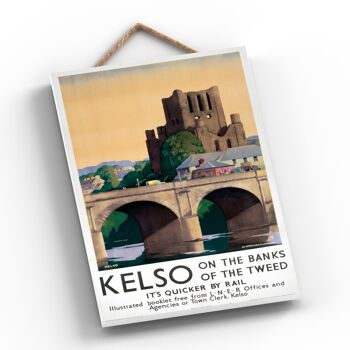 P0481 - Kelso Banks Tweed Affiche originale des chemins de fer nationaux sur une plaque décor vintage 2