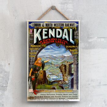 P0482 - Kendal Gateway To The English Lakes Affiche originale des chemins de fer nationaux sur une plaque décor vintage 1