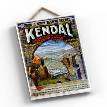 P0482 - Kendal Gateway To The English Lakes Affiche originale des chemins de fer nationaux sur une plaque décor vintage 2